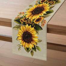1pcs, Pastoral Style Sunflower Table Runner, Warm Home Decor, High-Quality Table Cloth/Coffee Table Cloth, Fresh And Natural Style, Suitable For Living Room And Bedroom Decoration, Artistic Print, Durable Material, Suitable For All Seasons. - Nhiều màu - Xem 6