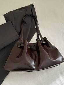 韩版褶皱软皮腋下手提包，大容量通勤手提包，春季新品 - 彩色 - 查看 5