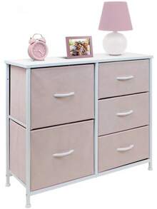 Nightstand Chest 5 Drawers Bedside Dresser Furniture Bedroom Office Organize - 紫色 - 查看 5
