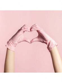 100-Ct Bagged Pink Gloves; Latex-Free Cleaning Gloves; Nail Art, Tattoo, Hair Salon, Garden, Beauty Salon Use;Too Artist; Beautician; Hair Dye; Styling; Epoxy Resin Work Gloves; Powder-Free; Home, Office, Professional Use. - Pink - View 9