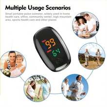 指尖脉搏血氧仪、心率监测器、血氧饱和度监测器，带挂绳和收纳盒