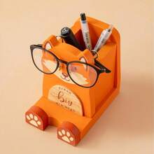 I'm Solid Wood Multipurpose Eyeglass Phone Pen & Pencil Holder Stand Stationery Desk Box Organizer Accessories Decor, Cute Home Office Desktop Decoration Birthday Graduation Gifts Fox Gifts (Fox) - Fox - 查看 9