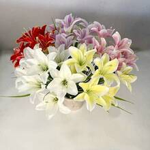 5pcs Artificial Lily Flowers, Multi-Color Options, Suitable For DIY Flower Arrangement, Home Decor, Wedding Party, Bouquet Making, Hotel, Home Wedding Decoration, Handheld Flowers, Photography Props And Other Holiday Decorations - Multicolor - View 12