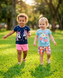 Kit Sortido 8 Peças de Roupas Infantil Bebê Menina (4 Camisetas + 4 Shorts) Kit 4 Conjuntos Bebê - Multicolorido - Visão 10