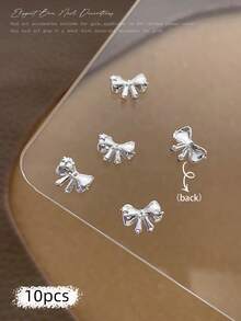10/100/500pcs 3D Silver Bow Heart Nail Art Decorations, Korean Style Metal Bow, Star, Moon Nail Jewelry, Y2K Punk Nail Gems, DIY For Acrylic Nail Stickers, Phone Cases, Shoes, Clothes, Bags Nails Nail Supplies Nail Charms - Multicolor - View 34