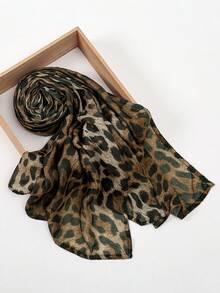 1 Peça Lenço Feminino Novo Estilo Boêmio com Estampa de Leopardo em Aquarela, Lenço Minimalista Elegante Multifuncional de Algodão e Viscose, Leve e Respirável, Proteção Solar para Verão, Versátil para Uso Diário - Estampa de leopardo grande - Visão 10