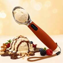 Rechargeable Electric Heated Ice Cream Scoop With LED Display And Hanging Loop, IPX7 Waterproof, 3 Heating Modes, Max Temp 160°F, Ergonomic Anti-Freeze Handle, Easy To Clean, Suitable For Ice Cream, Frozen Yogurt, Popsicles, Etc. - Coffee Brown - View 3