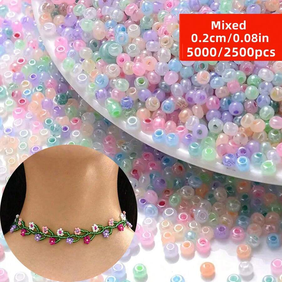 Yiwu Qiyou Accessories Co., LTD 2mm 5000/2500 piezas Cuentas de vidrio de colores a granel para el verano - Cuentas redondas uniformes de alta calidad para hacer pulseras y joyería DIY - Multicolor - Ver 1