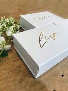 Personalized White Magnetic Gift Box - Bridesmaid Gift Box, Customized Bridesmaid Invitation Empty Box, Luxury Gift Box, Bridesmaid Wedding Gift - Multicolor - View 4