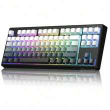 ATTACK SHARK Tri-Mode Wireless Keyboard Bluetooth Dual + 2.4G + Wired, 87 Keys Tenkeyless, PBT Gradient Keycaps, 26-Key Anti-Ghosting, 4000mAh Rechargeable Battery, RGB Backlit, Quiet Silicone Linear Feel, Detachable Cable, For Windows - Multicolor - View 11