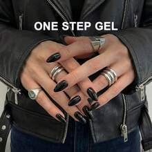 15ml Classic Black One Step Gel Polish 3 In 1 No Base Top Coat Needed Soak Off UV LED Gel Nail Art Lacquer High Gloss Dark Color For Halloween Christmas Gothic Style Bottle Color Matches Gel - Black - View 4