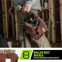 CYPNAWP - Delantal de piel de ante para herramientas de construcción general Cinturón de trabajo de organización de herramientas de 11 bolsillos café Se adapta a cintura de hasta 50 pulgadasFashion - 227346016 - Ver 4