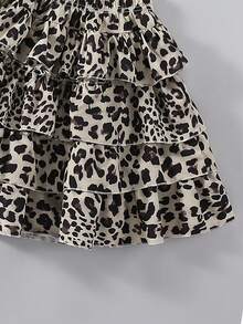 女童青少年蝴蝶印花短袖 T 恤和豹纹蛋糕裙 2 件套，时尚夏季服装 - 白色 - 查看 8