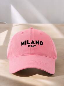 1顶男女通用时尚“米兰”印花棒球帽 - 可调节老爹帽和棒球帽 - 男女通用休闲Y2K情侣帽，适合户外运动、旅行和跑步（多种颜色可选） - 棒球帽 - 查看 4