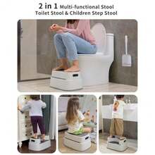 CYPNMR.SIGA - Taburete de Inodoro en Cuclillas 2 Escalones para Adultos Niños Antideslizante Resistente para Baño Taburete de Inodoro Portátil para BañoFashion - Azul grisáceo - Ver 4