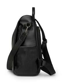 高品质真皮防盗背包，女士学生休闲单肩包，旅行背包，新品上市 - 黑色 - 查看 3