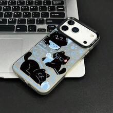 苹果phonecase快乐黑猫799JPCYKiPhone8圣诞礼物SamsungGalaxyS25Plus新年礼物16ProMax男女朋友16e生日礼物 - 半透明の黒 - チェックする 1