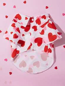 1件宠物狗/猫衣服，红色爱心印花可爱衬衫，适合情人节，适合小型、中型、大型犬种，例如贵宾犬、边境牧羊犬等。 - 紅白色 - 查看 13