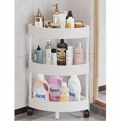 Estante de ducha de 3 niveles, estante de esquina ajustable para baño, estante de almacenamiento, organizador de estantes con ruedas