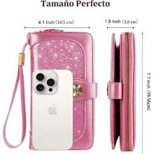 Cartera para Mujer de Piel, Billetera Grande con Cremallera, Monedero de Cuero con Bloqueo RFID, Cartera para Móvil de Dama Minimalista, Tarjetero Moda de Gran Capacidad, Regalos para Chicas y Mujeres,40047520 - Púrpura malva - Ver 6