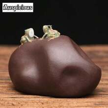 Figura de piedra de rana deé de arcilla púrpura de Boutique Spray Wate, adornos de escritorio, escultura hecha a mano, artesanías, decoración de juego deé, regalos - 6,5 x 4,5 x 5 cm - Ver 2