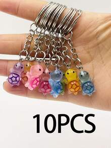 5/10/20pcs Night Light Multi Color Mini Turtle Keychain, Sparkling Turtle, Party Gifts, Small Turtle Resin Accessories, Suitable For DIY Accessories, Mobile Phone And Bag Pendants, Turtle Statue Accessories, Keychain Pendants ((Mixed Hair Of Multiple Colors) - Multicolor - View 10