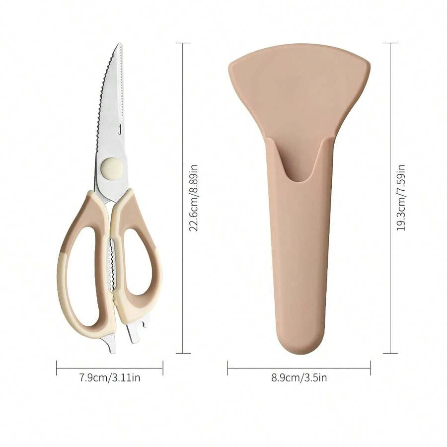 Nuevas Tijeras Multifuncionales de Acero Inoxidable, Tijeras de Cocina con Adsorción Magnética para Refrigerador, Tijeras para Huesos de Pollo - Caqui - Ver 1