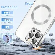 1pc Silver Luxury Electroplated Magnetic Wireless Charging TPU Full Body Protective Case With Lens Film, Silicone Soft Shockproof Anti-Scratch Anti-Fingerprint Slim Transparent Case Compatible With Apple 17 Pro/17 Pro Max/17 Air/17/16 Pro/16 Pro Max/16 Plus/16/16E/15 Pro/15 Pro Max/15 Plus/15/14 Pro/14 Pro Max/14 Plus/14/13 Pro/13 Pro Max/13/12 Pro/12 Pro Max/12/11 Pro Max/11/11 Pro - Silver - View 9
