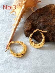 18pcs Women's Stainless Steel Earrings 18K Gold Plated Thick Small Hoop Earrings, Delicate Simple Open Hoop Earrings, Suitable For Women's Gifts - Gold - View 6