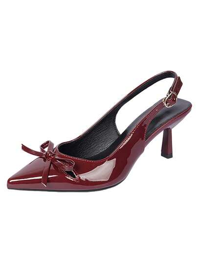 Elegant Bowknot High Heel Shoes For Women, New Summer Pointed Toe Thin Heel Low Vamp Fairy Style Kitten Heel Pumps