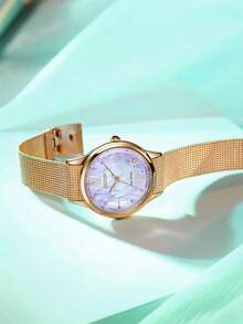 CITIZEN 女士经典石英表，玫瑰金不锈钢表壳，珍珠母贝表盘 - 金色 - 查看 7