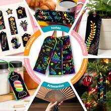 CYPN240 Pcs Arte Para Rascar Magic Scratch Art Paper Separador Papel de Rascar Arcoíris con 20 Plantillas de Dibujo Libros para Colorear Premios Escolares Juguetes para Fiestas InfantilesFashion - como en la foto - Ver 7