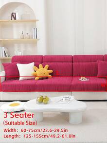 1件装动感条纹沙发套，波浪线设计，现代简约风格，柔软实用。 - 玫瑰紅 - 查看 15