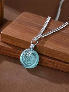 1PC Fashion Creative Spiral Coil Pendant Necklace, Women's Everyday Accessory, Beach Vacation Travel Jewelry, Gift - Necklace - View 2