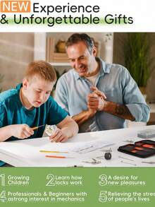 Suministros de cerrajería - Correa de práctica de cerradura transparente Manual de instrucciones - Herramientas - Juego de práctica de cerradura de 30 piezas - Naranja - Ver 3