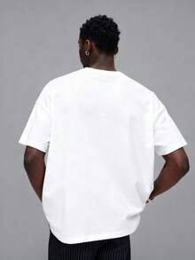 Men's Casual Fashion Street Printed Drop Shoulder Loose Breathable Short Sleeve T-Shirt, Summer - White - View 2