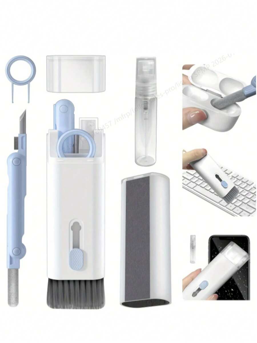 Portable 7-In-1 Multi-Functional Computer Keyboard Cleaning Brush Set Bluetooth Headset Camera Mobile Phone Cleaning Dust Removal Tool Key Pull - Multicolor - View 1
