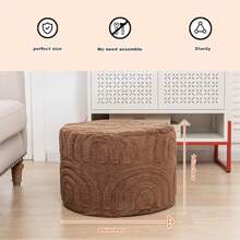 Asuprui - Taburete otomano redondo de piel sintética reposapiés para silla de piso reposapiés para sala de estar recámara o boda regalos de 20 x 20 x 14 pulgadas café - C y f - Ver 2