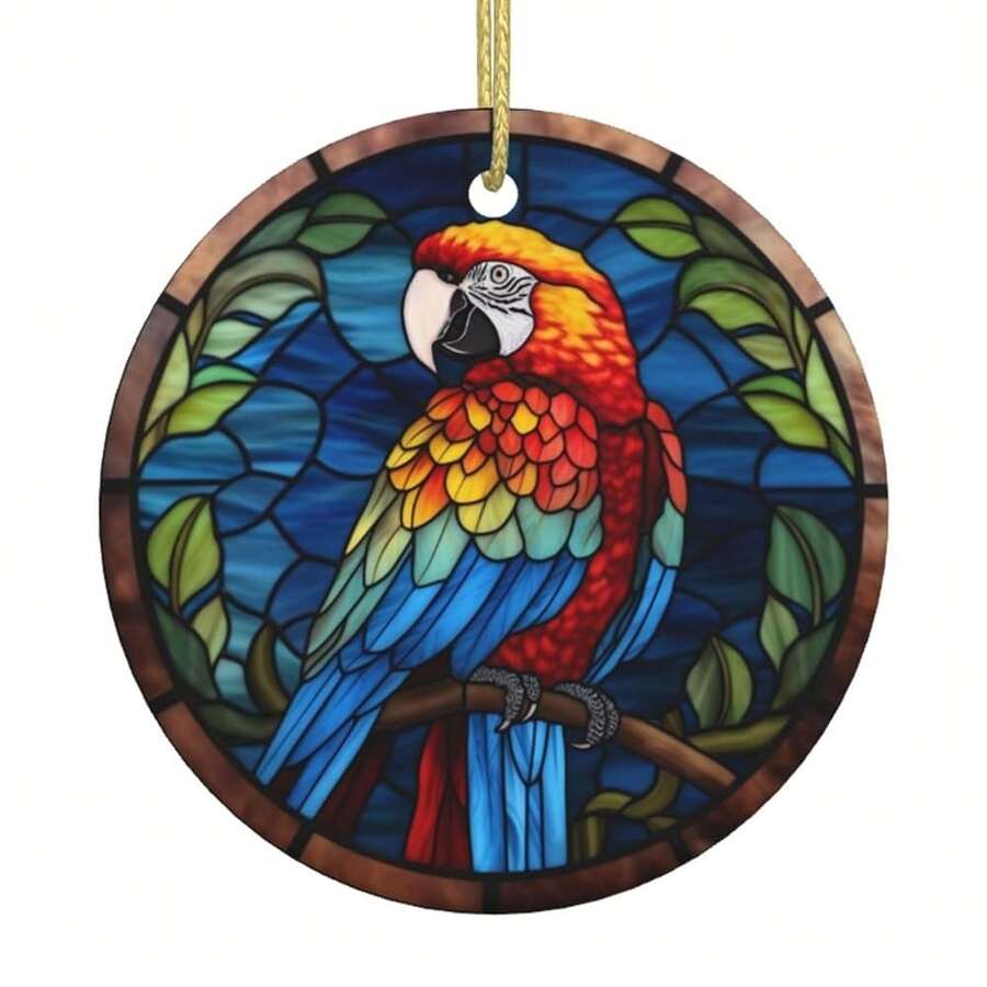 Parrot Ceramic Christmas Hanging Ornament For Xmas Tree Wedding Holiday Party Home Decor - 彩色鸚鵡 - 查看 1