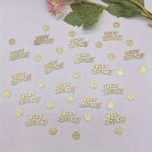 100粒/200粒金色闪光生日快乐波点彩纸，闪光生日快乐彩纸，圆形和字母设计，适用于生日派对、生日庆典、成人礼、婚礼、周年纪念日、金色闪光派对用品、桌面散落装饰、室内外均可使用、生日派对装饰、家居装饰 - 彩色 - 查看 1