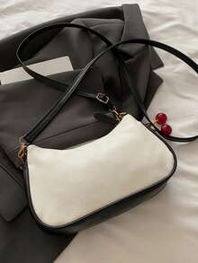 Fashionable Solid Color Letter Versatile Simple Armpit Women's Crossbody Bag Elegant Chain Shoulder Bag, Suitable For Shopping, Wallets, Shopping, Young Women, College Students, Newcomers, White-Collar Workers. They Are Very Suitable For Offices, Universities, Work, Business, Commuting, Outdoor Activities, Travel, And Outings - White - View 9