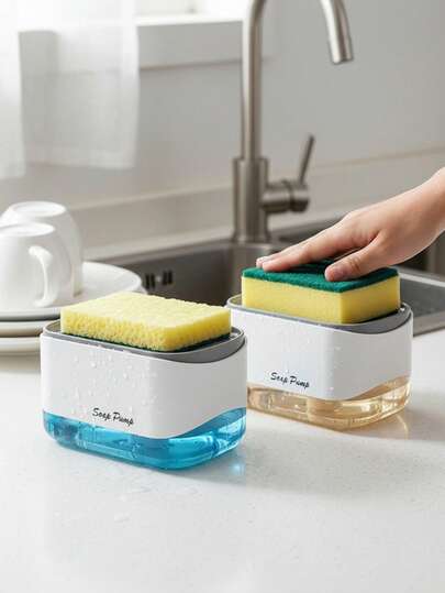 1件套浴室配件皂液器和海绵架，节省空间，可用于放置厨房用具、锅碗瓢盆