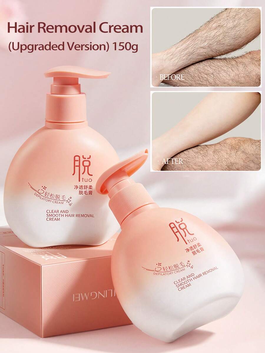 150克/160克脱毛膏，温和不刺激，不留黑点，无痛脱毛，适用于腿部及其他身体部位，亲肤无痛，适合所有肤质，男女皆宜，可用于全身脱毛，包括胸部、腿部、腋下和比基尼区域。 - 彩色 - 查看 1