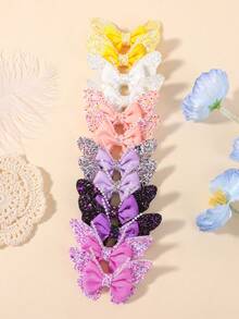 bilicaca 12个闪亮蝴蝶发夹，马尾夹，丸子头夹，侧边夹，适合日常、旅行、海滩使用 - 彩色 - 查看 3