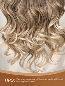 V-Clip Style Hair Extensions In Black Brown, Light Gold, Burgundy, Gradient Brown, 22 Inch Long Wave Heat-Resistant Fiber Synthetic Hair, Suitable For Women's Christmas, Halloween, Music Festival Parties, And Daily Use - Two-Tone - View 9