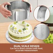 6-12in/15~30cm kakform i rostfritt stål, lämplig för universella kakringar, justerbar kakform i rostfritt stål, 8cm höjd, vanlig chiffongkakform, rund bakform, kakkantform - - - Visa 3