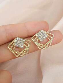 1 Pair Elegant Minimalist Geometric Stud Earrings, Versatile For Teens And Girl, Suitable For Daily Wear And Festivals