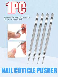 4支/2支/1支美甲钢推棒，美甲沙龙斜角钢推棒，双头美甲辅助工具，不锈钢美甲死皮推棒，死皮钢推棒 - 銀色 - 查看 11