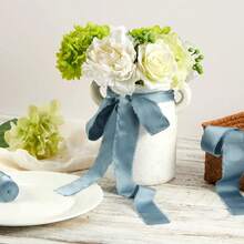 ALQD Dark Green Satin Ribbon, Chiffon Frayed Ribbons Wrapping Crafts Flower Bouquets Invitation Decor Shower 1-1/2 Inch X 21 Yd - 霧霾藍 - 查看 7