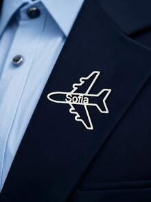 Customized Personalized Airplane Badge - Custom Name/Initial/Text, Aviation Pin Brooch, Suitable For Pilots, Crew Members And Travelers, Flight Number/Call Sign Holiday Gift - Multicolor - View 3